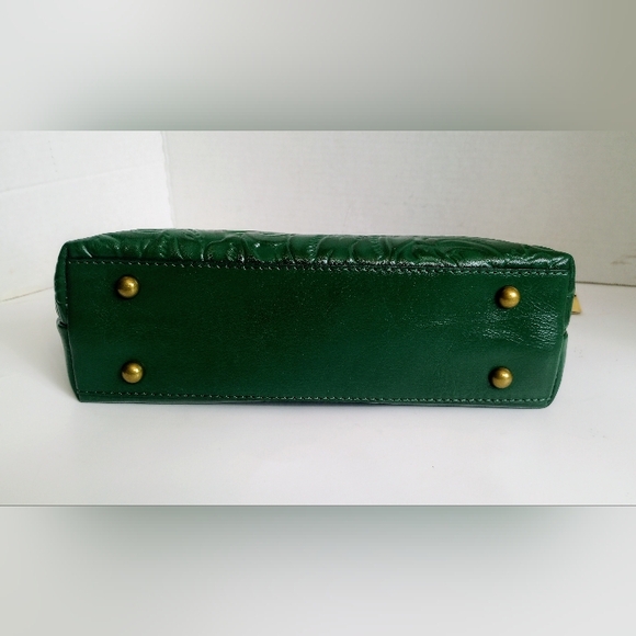 NWT Patricia Nash Valletta Tooled Leather Satchel with Crossbody Strap, Green - Picture 6 of 12